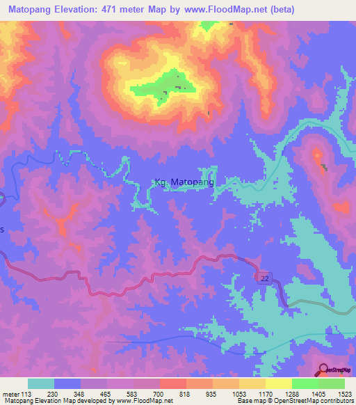 Matopang,Malaysia Elevation Map