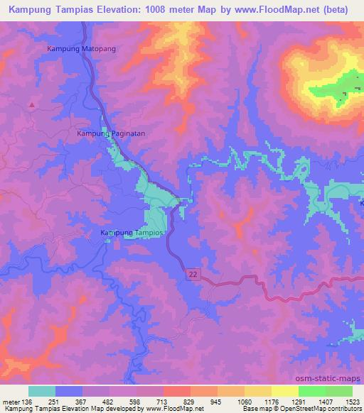 Kampung Tampias,Malaysia Elevation Map