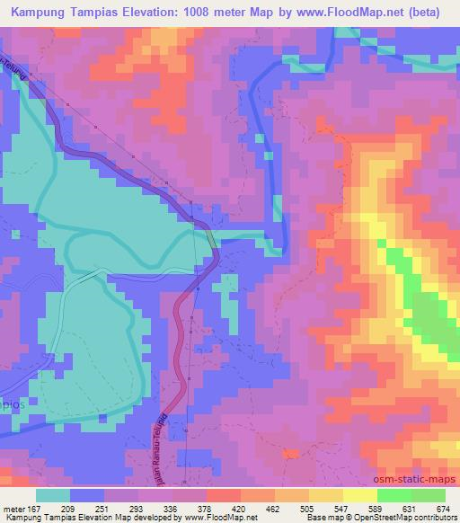 Kampung Tampias,Malaysia Elevation Map