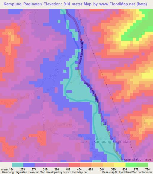 Kampung Paginatan,Malaysia Elevation Map