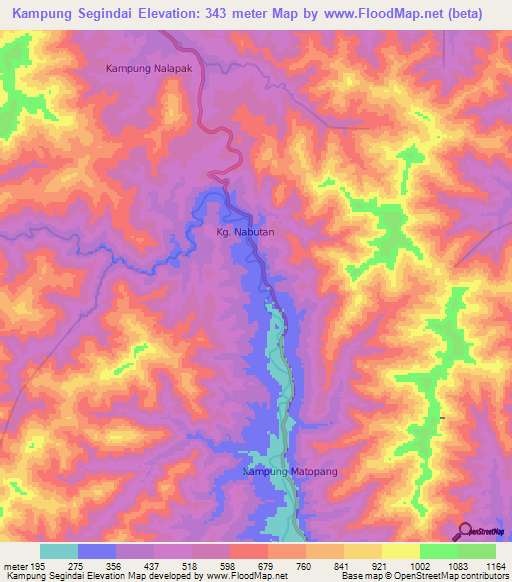 Kampung Segindai,Malaysia Elevation Map