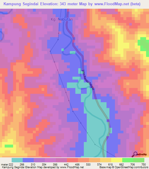 Kampung Segindai,Malaysia Elevation Map