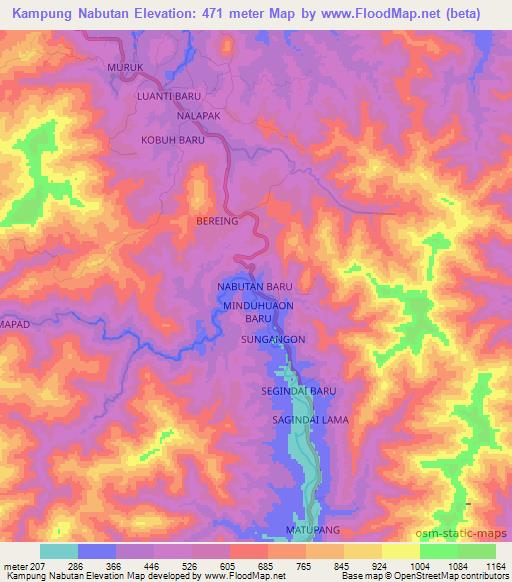 Kampung Nabutan,Malaysia Elevation Map