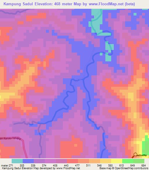 Kampung Sadul,Malaysia Elevation Map