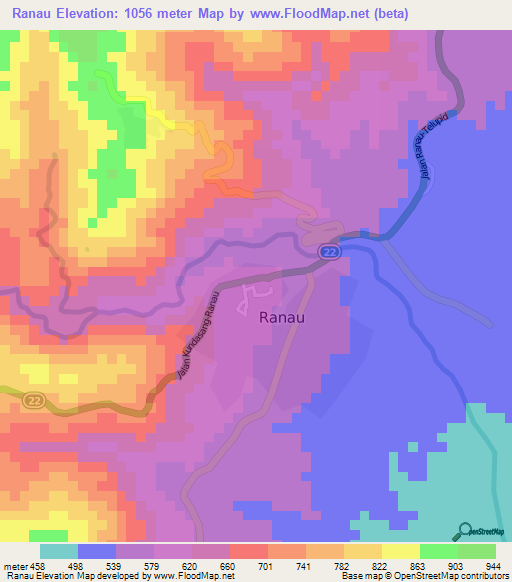 Ranau,Malaysia Elevation Map