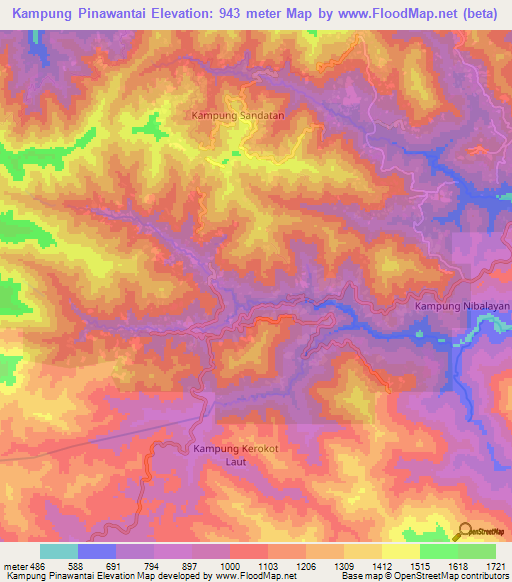 Kampung Pinawantai,Malaysia Elevation Map