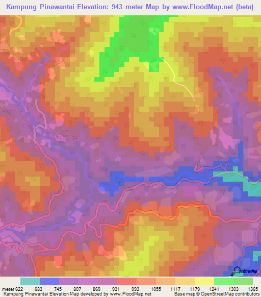 Kampung Pinawantai,Malaysia Elevation Map