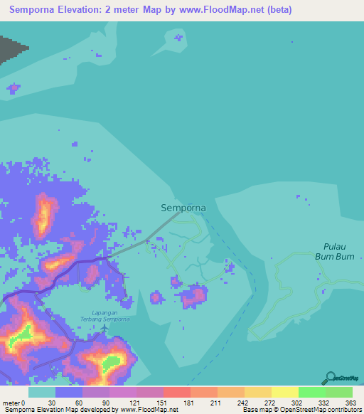 Semporna,Malaysia Elevation Map