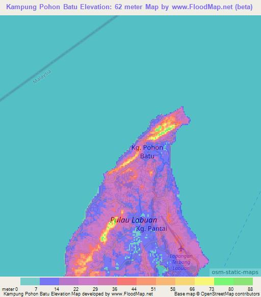 Kampung Pohon Batu,Malaysia Elevation Map