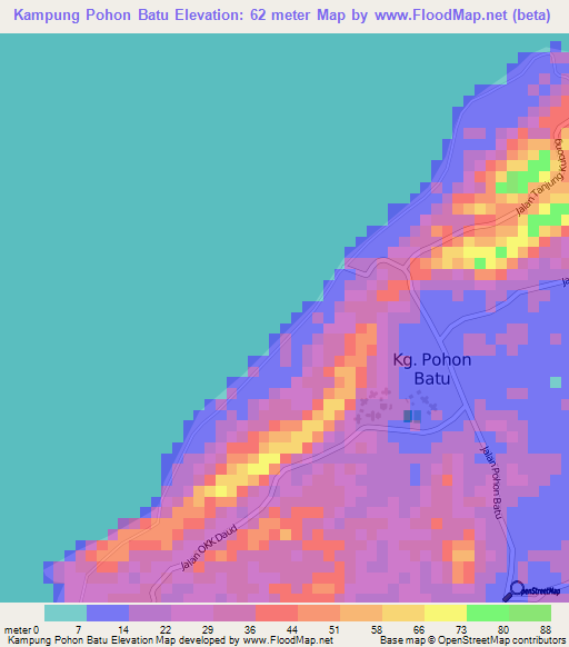 Kampung Pohon Batu,Malaysia Elevation Map