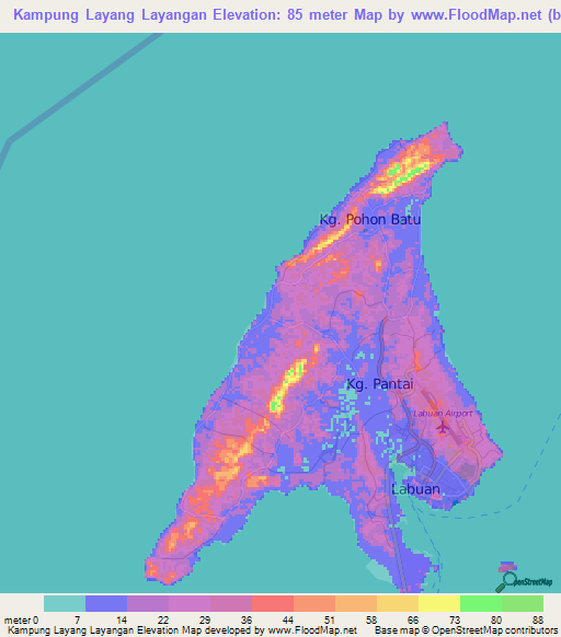 Kampung Layang Layangan,Malaysia Elevation Map