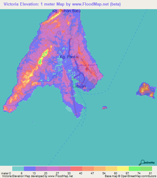 Victoria,Malaysia Elevation Map