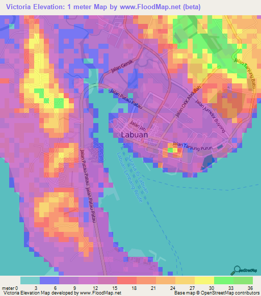 Victoria,Malaysia Elevation Map