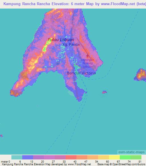 Kampung Rancha Rancha,Malaysia Elevation Map