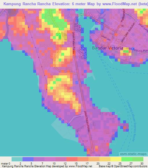 Kampung Rancha Rancha,Malaysia Elevation Map