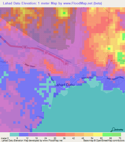 Lahad Datu,Malaysia Elevation Map