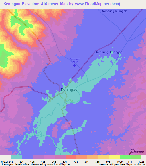 Keningau,Malaysia Elevation Map