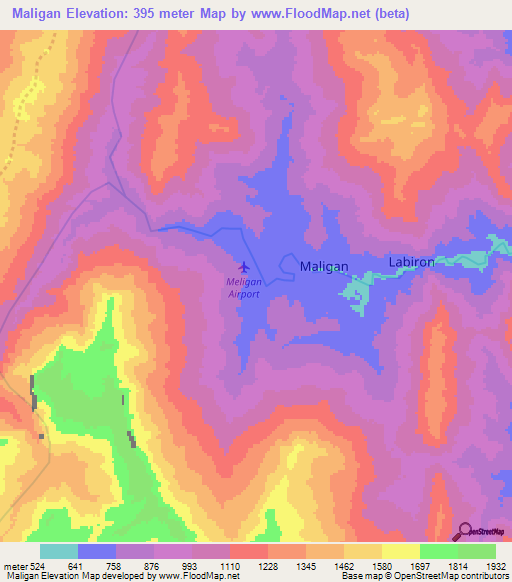 Maligan,Malaysia Elevation Map