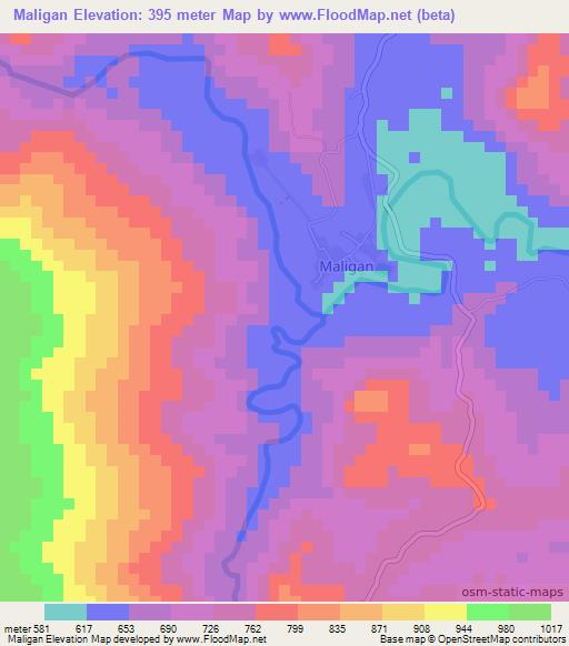 Maligan,Malaysia Elevation Map