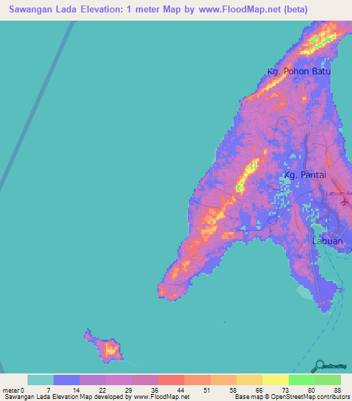 Sawangan Lada,Malaysia Elevation Map