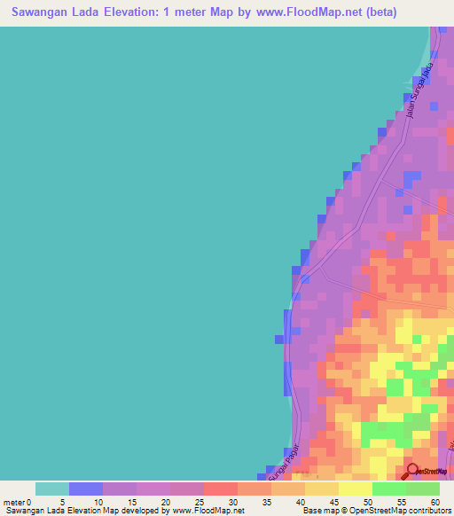 Sawangan Lada,Malaysia Elevation Map