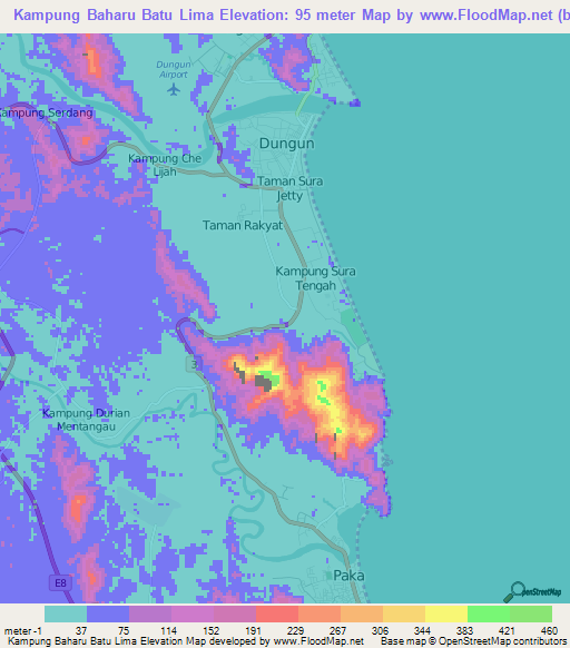 Kampung Baharu Batu Lima,Malaysia Elevation Map