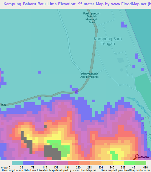 Kampung Baharu Batu Lima,Malaysia Elevation Map