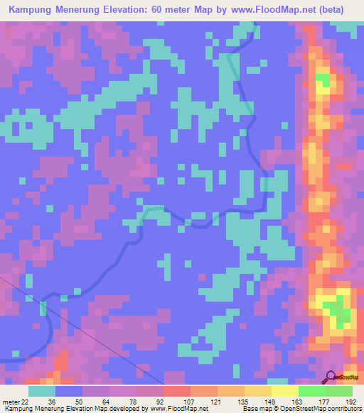 Kampung Menerung,Malaysia Elevation Map