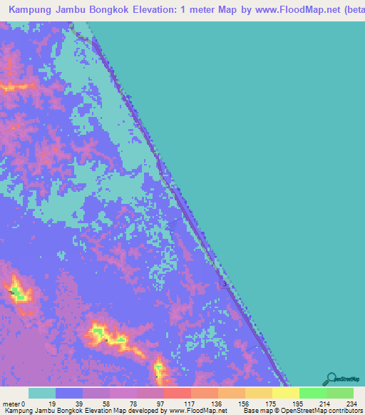 Kampung Jambu Bongkok,Malaysia Elevation Map