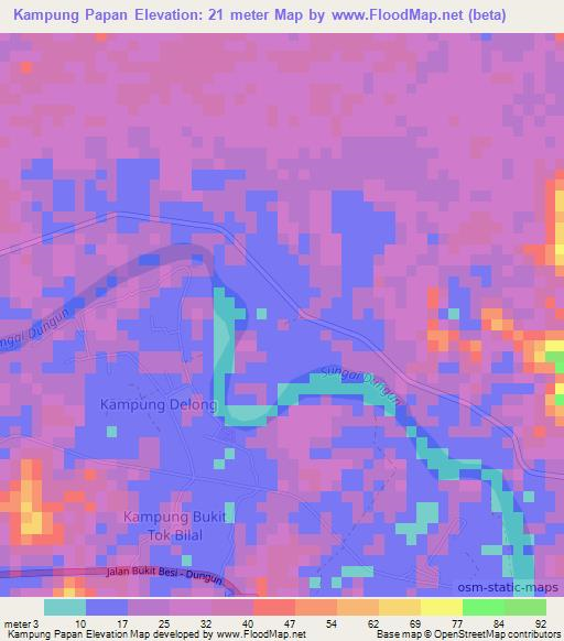 Kampung Papan,Malaysia Elevation Map