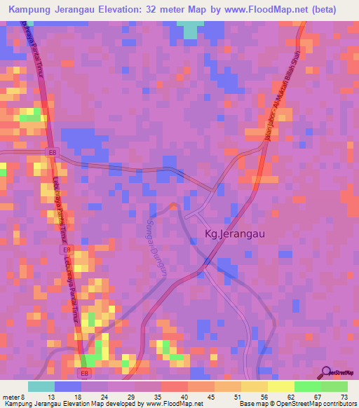 Kampung Jerangau,Malaysia Elevation Map