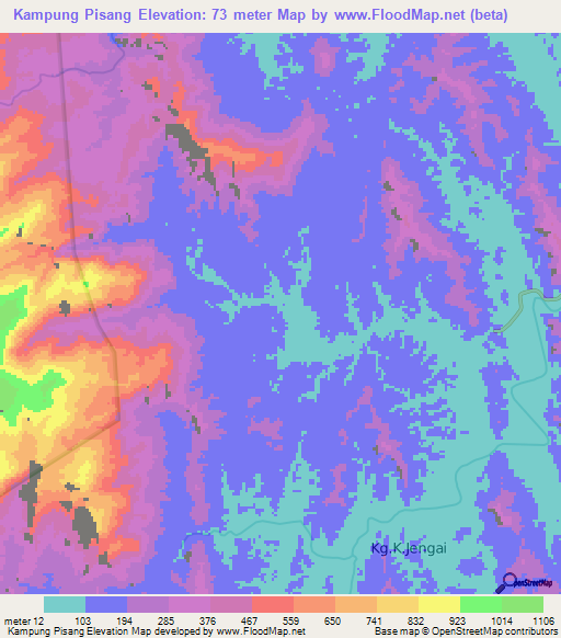 Kampung Pisang,Malaysia Elevation Map