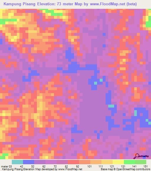 Kampung Pisang,Malaysia Elevation Map