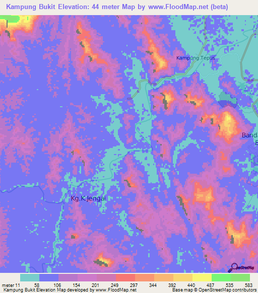 Kampung Bukit,Malaysia Elevation Map