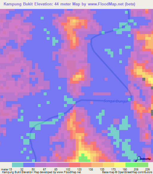 Kampung Bukit,Malaysia Elevation Map