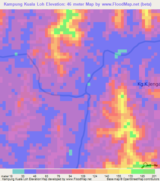 Kampung Kuala Loh,Malaysia Elevation Map