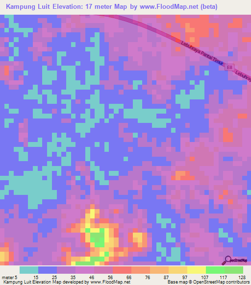 Kampung Luit,Malaysia Elevation Map