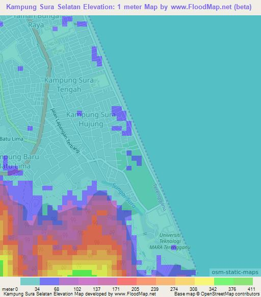 Kampung Sura Selatan,Malaysia Elevation Map