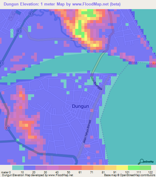 Dungun,Malaysia Elevation Map