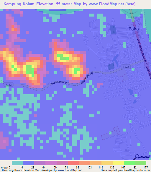 Kampung Kolam,Malaysia Elevation Map