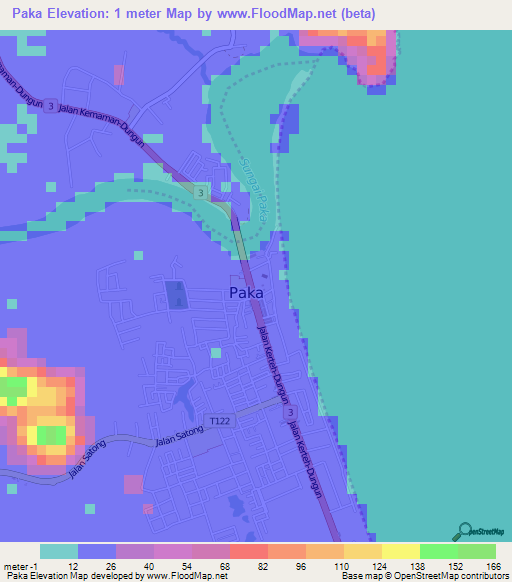 Paka,Malaysia Elevation Map