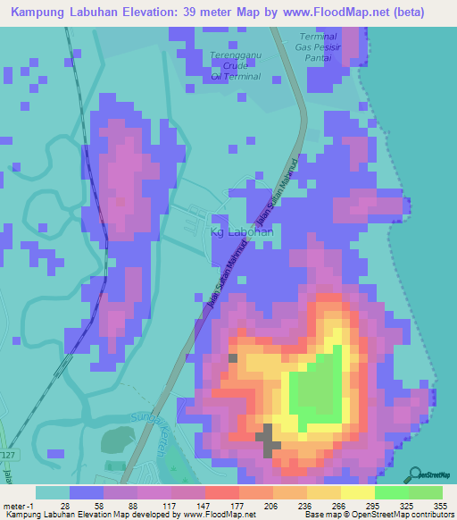 Kampung Labuhan,Malaysia Elevation Map