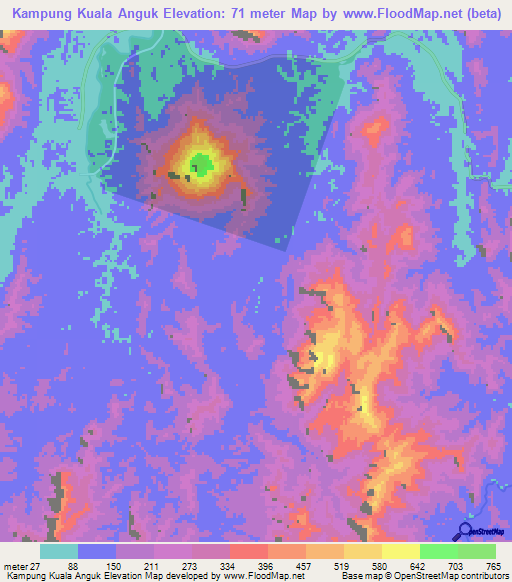 Kampung Kuala Anguk,Malaysia Elevation Map