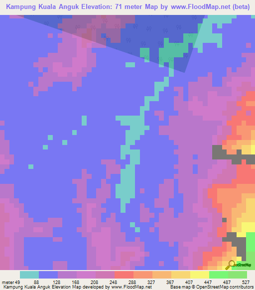 Kampung Kuala Anguk,Malaysia Elevation Map