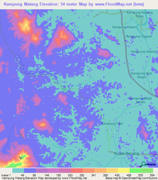 Kampung Matang,Malaysia Elevation Map