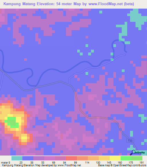 Kampung Matang,Malaysia Elevation Map