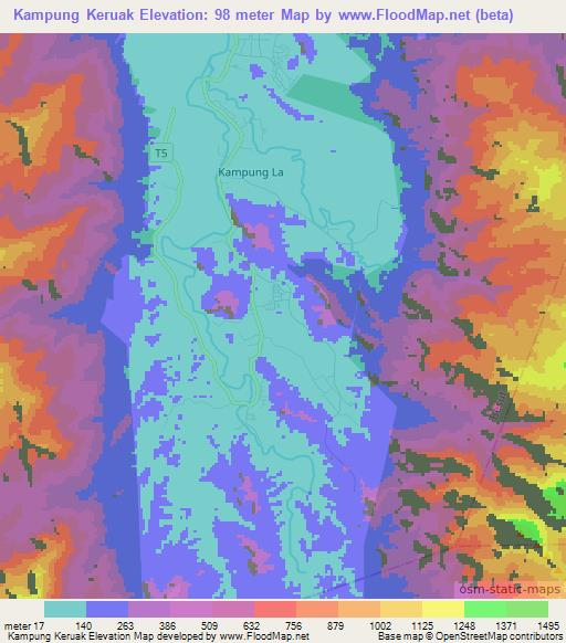 Kampung Keruak,Malaysia Elevation Map