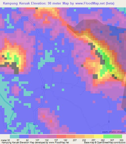 Kampung Keruak,Malaysia Elevation Map