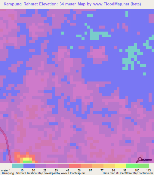 Kampung Rahmat,Malaysia Elevation Map