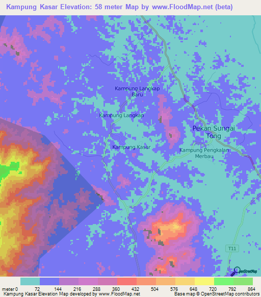 Kampung Kasar,Malaysia Elevation Map